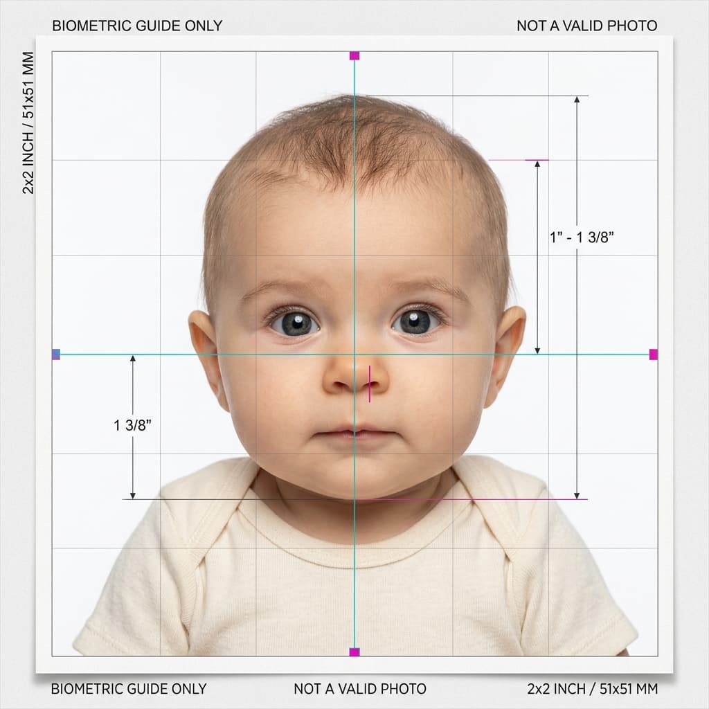US baby and infant passport photo 2x2 inch biometric specifications guide