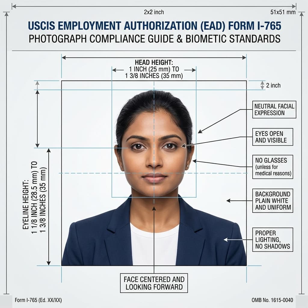 USCIS Employment Authorization EAD Form I-765 photo compliance guide