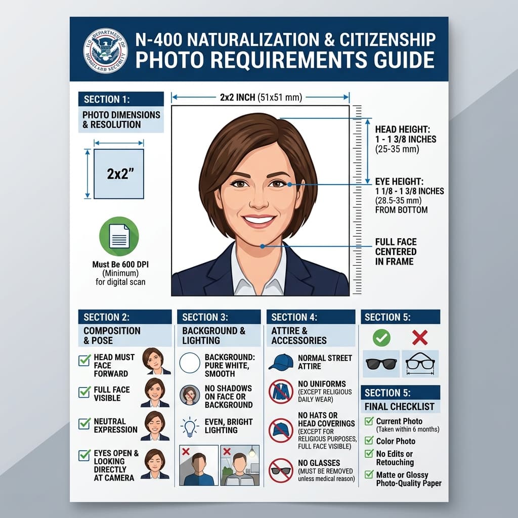 USCIS Form N-400 Naturalization and Citizenship photo requirements guide